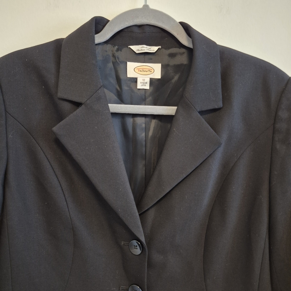 Vtg Talbots Wool Blazer Black Three Button Jacket Y2K Made In Japan Size 10 - Picture 3 of 12